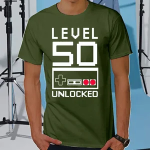 المستوى 50 سنة 1974 50th عيد ميلاد هدية تي شيرت الرسم القطن أناقة الشارع قصيرة الأكمام مستديرة Harajuku فضفاضة تي شيرت أفضل 12 هدية للذكرى السنوية الخمسين للمبيعات - رقم 4