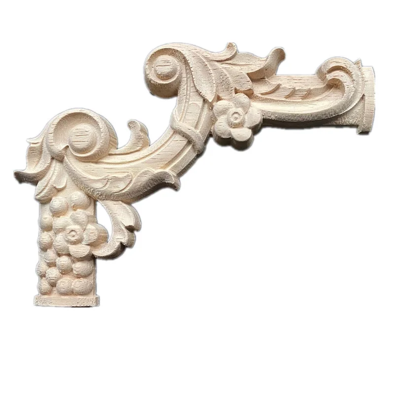 

12-20cm European Wooden Door Flower Solid Wood Applique Carved Vintage Home Decoration Maison Accessories Figurines Miniatures