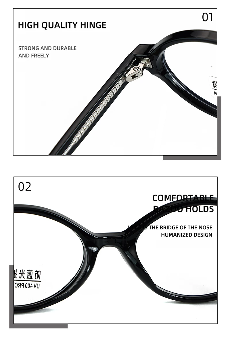 Kachawoo Kleine ovale Brille mit Blaulichtfilter, TR90-Acetat, Retro-Brillengestell für Herren und Damen, Unisex, europäischer Stil, Blaugrau – Detail 13