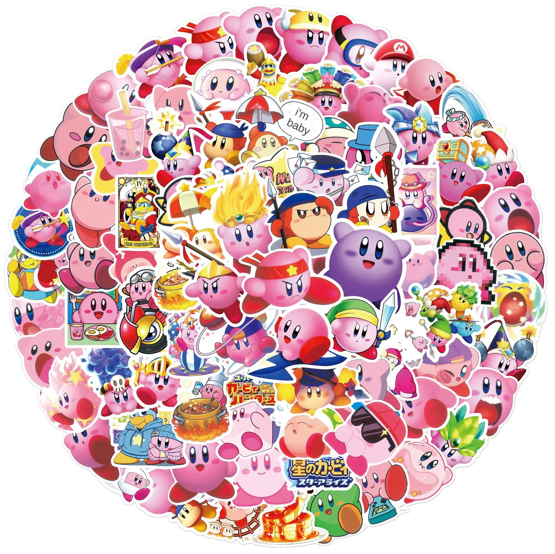 100Pcs/Set Game Kirby Stickers Kawaii Decals Classic Toy DIY Phone Luggage Guitar Car Cartoon Graffiti Sticker Kids Gift