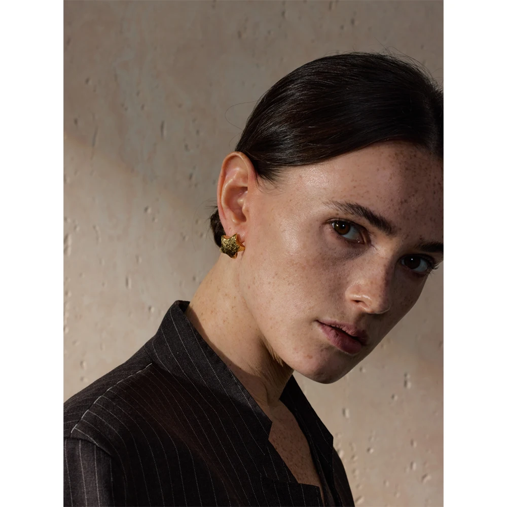 أقراط مرصعة بالنجمة Yhpup للنساء ، مقاومة للماء ، سحر PVD ، الفولاذ المقاوم للصدأ ، المعدن ، الذهبي ، خمر ، الموضة ، اكسسوارات المجوهرات ، هدية #5