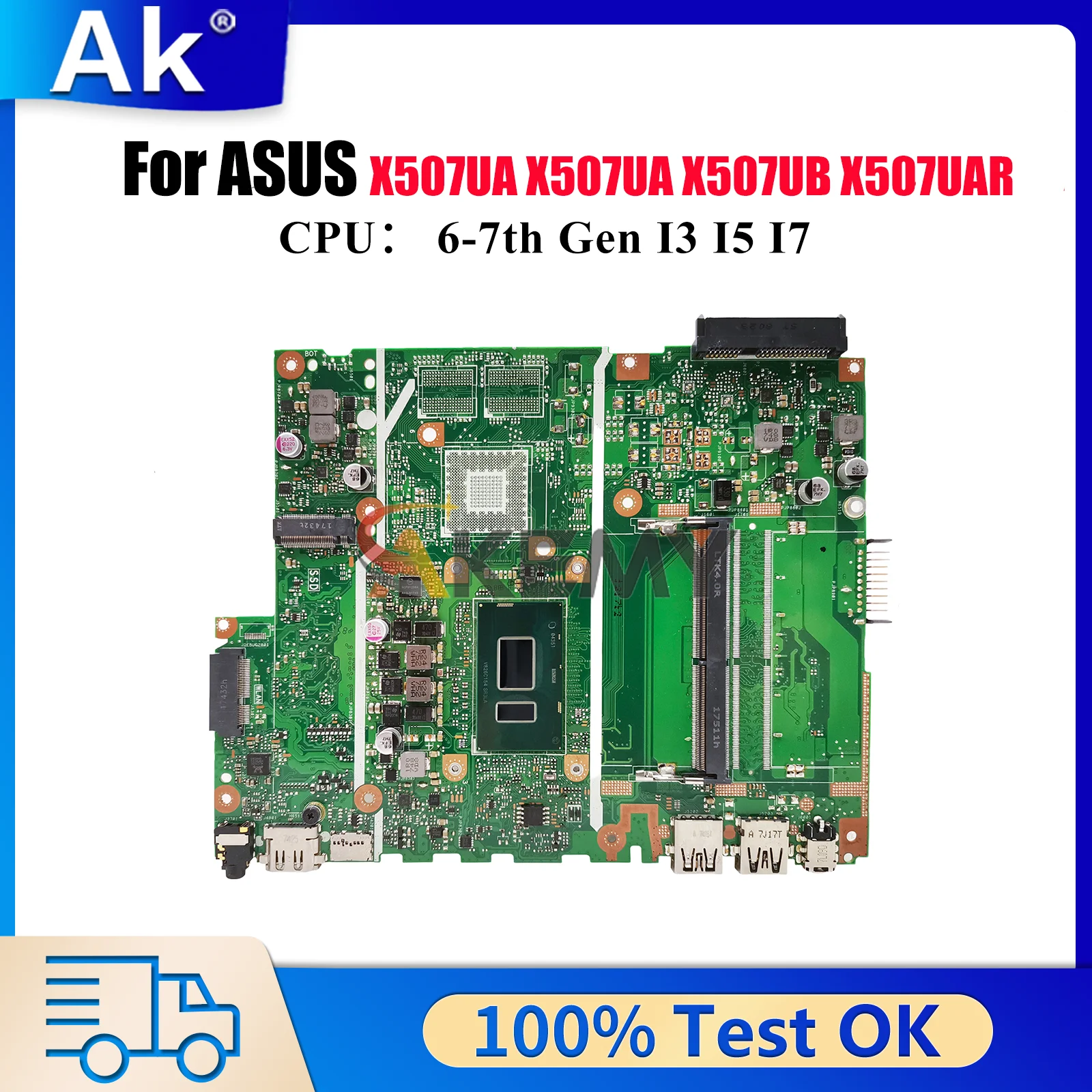 

X507UA Laptop Motherboard For ASUS A507U X507U X507UAR X507UBR X507UA F507U X507UF Y5000U X507UFR X507UB Mainboard I3 I5 I7 CPU