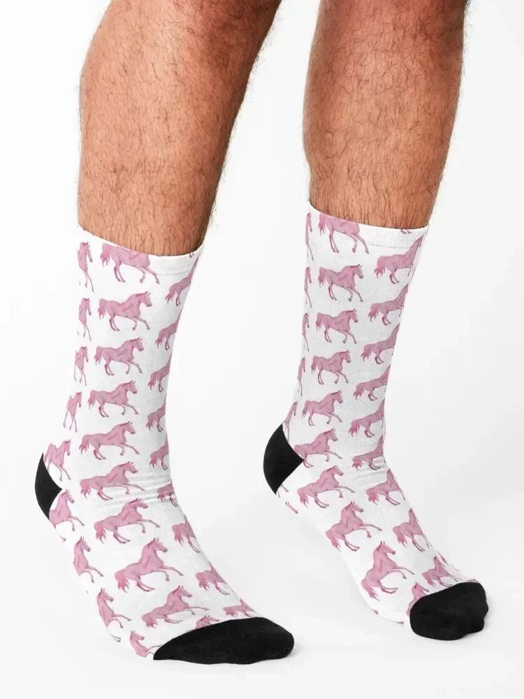 Pink horse Socks Run Running Novelties Thermal man winter Socks For Girls Men's