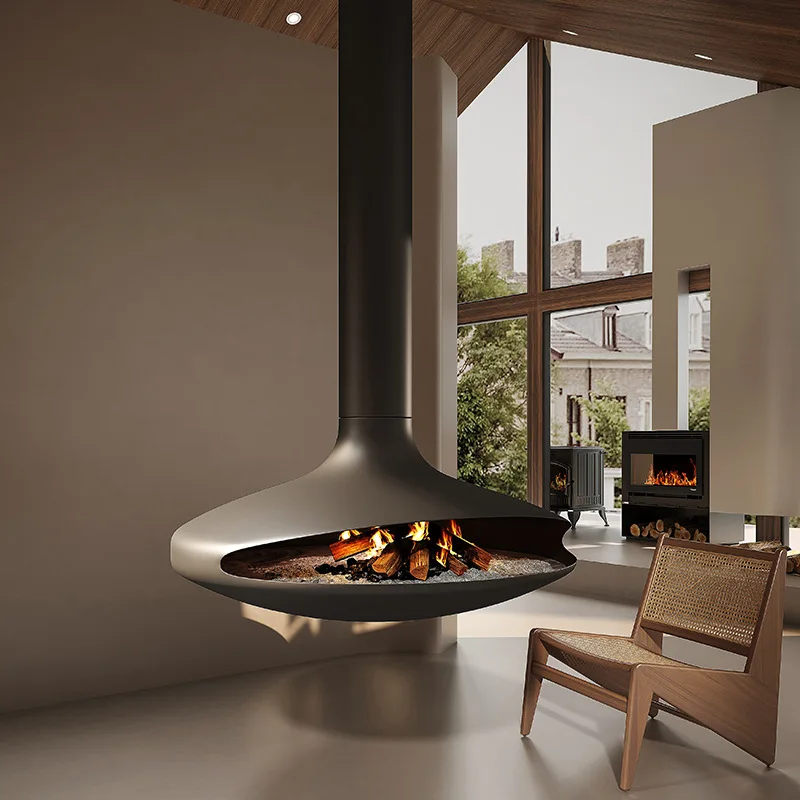 High-end exclusive villa hanging fireplace wood burning home bed and breakfast hanging heating humidifier