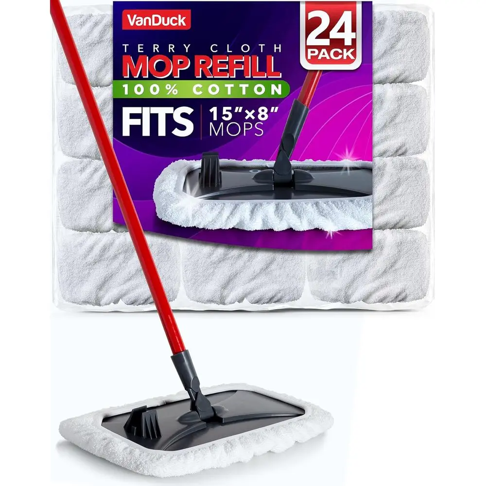 

Набор из 24 сменных насадок для швабры из 100% хлопка, 15x8 дюймов