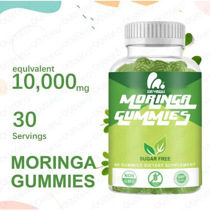 Vitamin sugar free Moringa gummies 1000mg antioxidant health support green superfood -60 gummies