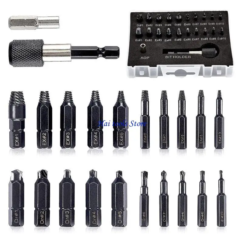 X37E 22PIETE SEDCED SETCER SET SET Extension حامل المقبس محول مقبس تجريد أدوات مستخرج المسمار