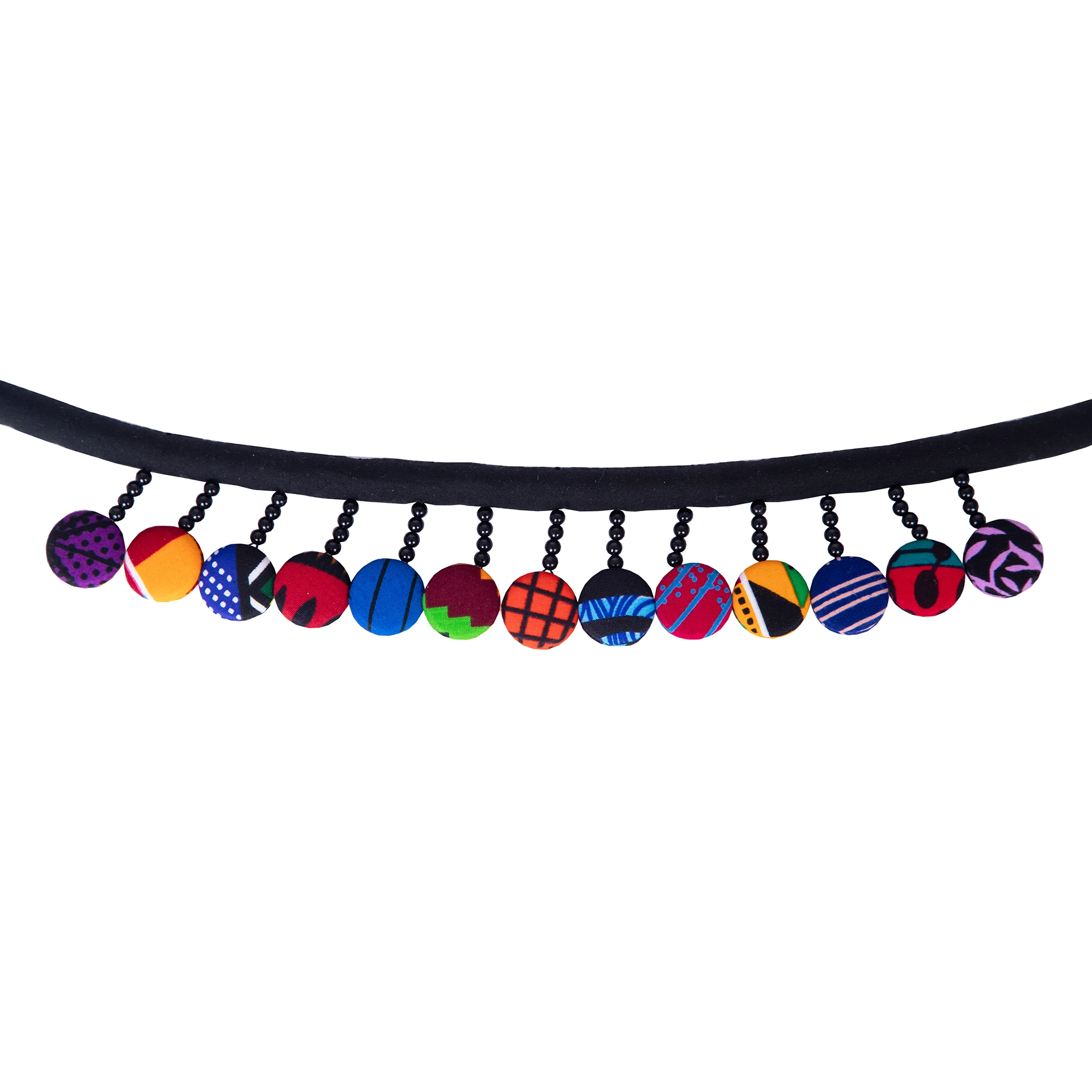 African Ankara printed fabric round button pendant necklace with ethnic style eye-catching collar necklace  WYB1072
