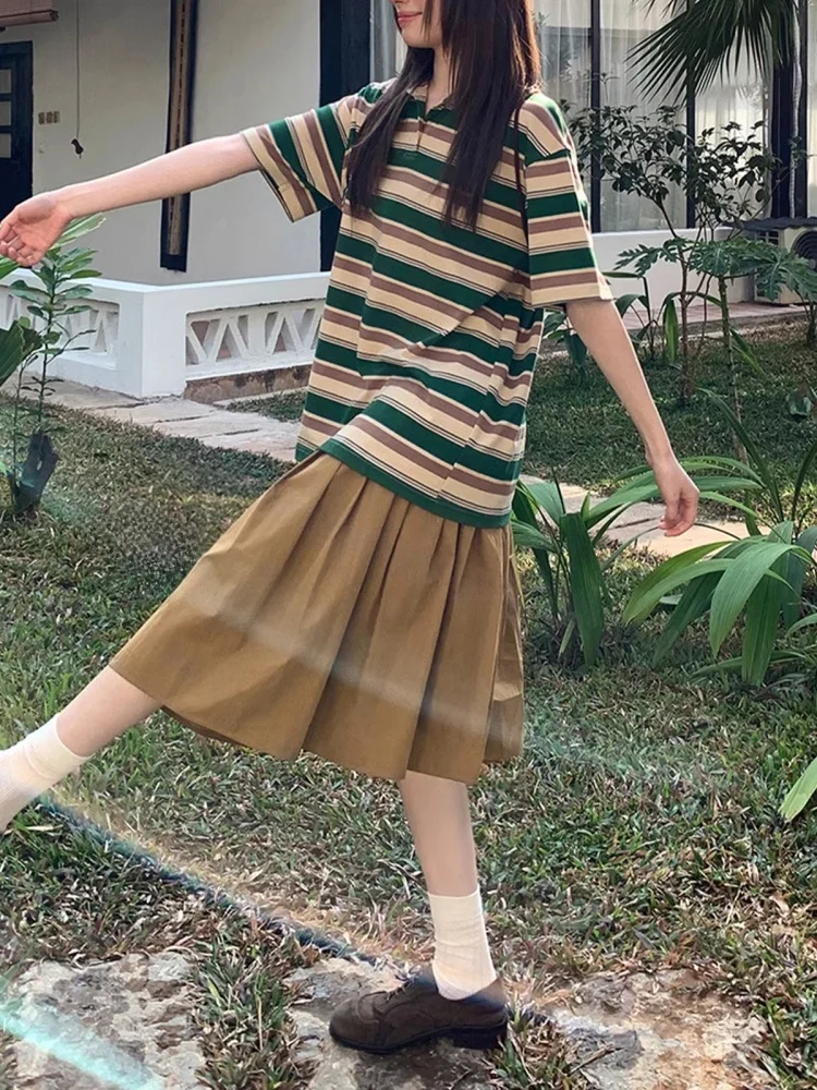 

Юбка трапециевидной формы с высокой талией, женская летняя 2023, новая сложенная утягивающая уникальная плиссированная юбка с 3D-дизайном, корейская юбка для поездок на работу