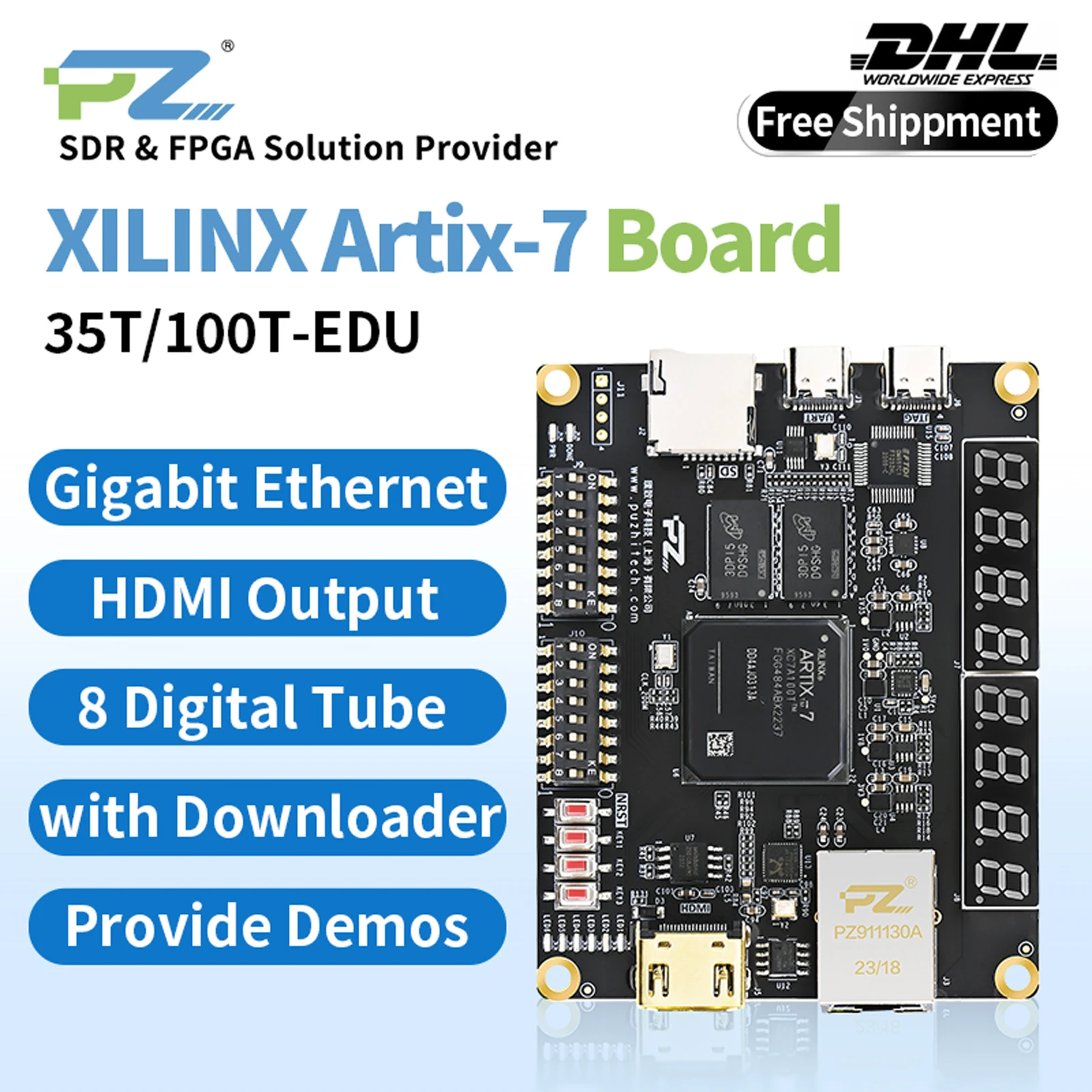 Puzhi A735T A7100T-EDU FPGA Development Board Xilinx Artix-7 XC7A35T XC7A100T Evaluation Kit For University Education