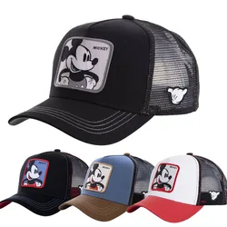 Gorras de béisbol con dibujos animados de Mickey Mouse para hombres y mujeres, sombrero de malla de Hip Hop, gorra de camionero, envío directo