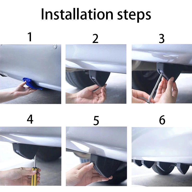 4 stücke Universal Carbon Faser Auto Geändert Hinten Stoßstange Diffusor Spoiler Schwarz Rot ABS Hinten Lip Diffusor Anti-kollision – Detail 3