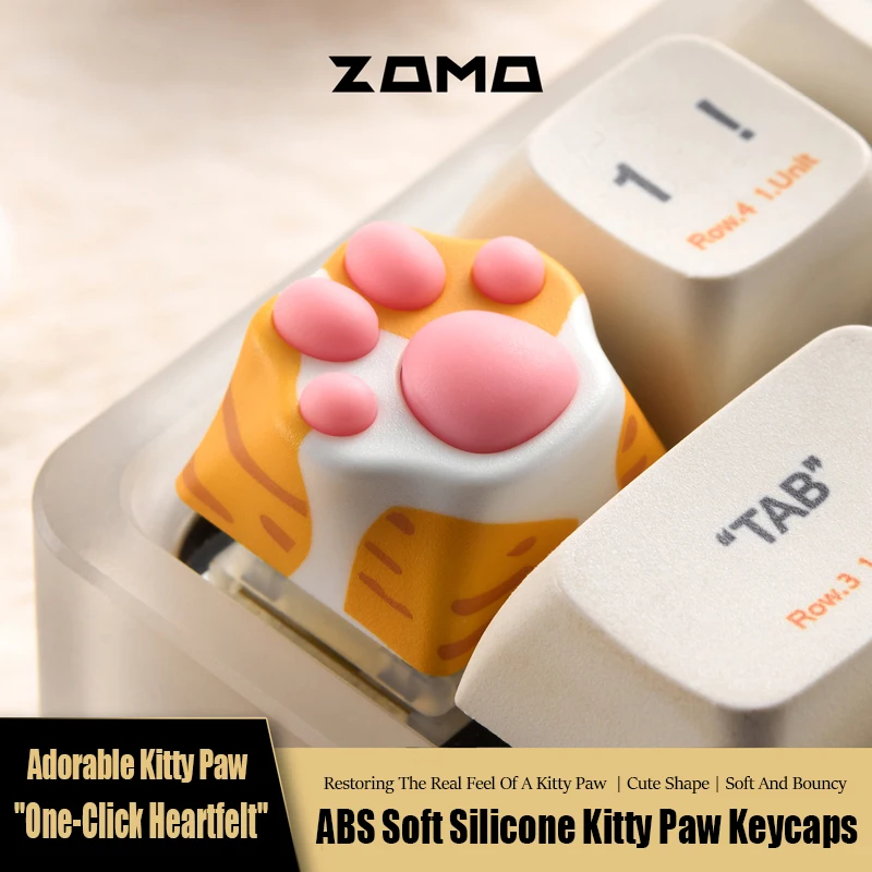 Zomoplus Multi-สี Kitty PAW Artisan Keycaps ABS และซิลิคอน Kawaii Cat PAW Key Caps สําหรับแป้นพิมพ์ของขวัญน่ารักสําหรับหญิง