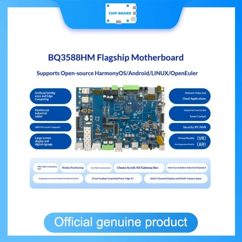 

Промышленная плата управления Beqi BQ3588HM, на базе Rockchip RK3588 AI NPU, поддерживает платформы OpenHarmony, EulerOS, Ubuntu Linux.
