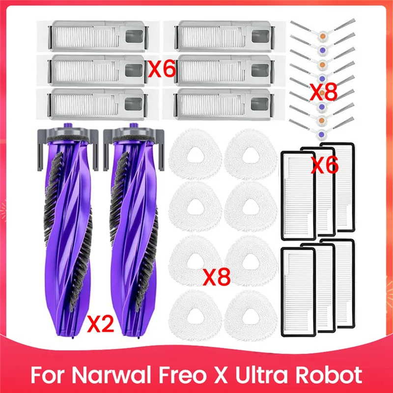 

AB43-30PCS Brush Filter Dust Bag And Mop Cloth Kit For Narwal Freo X Ultra Vacuum Cleaner Accessories Replacement Parts