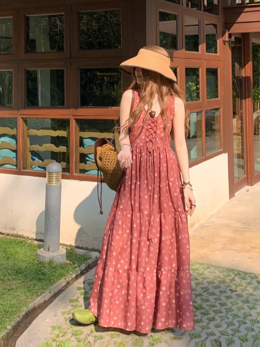 

Новая женская летняя юбка больших размеров с цветочным принтом, приталенная, А-силуэт, в корейском стиле, для повседневной носки, с высокой талией, длинная