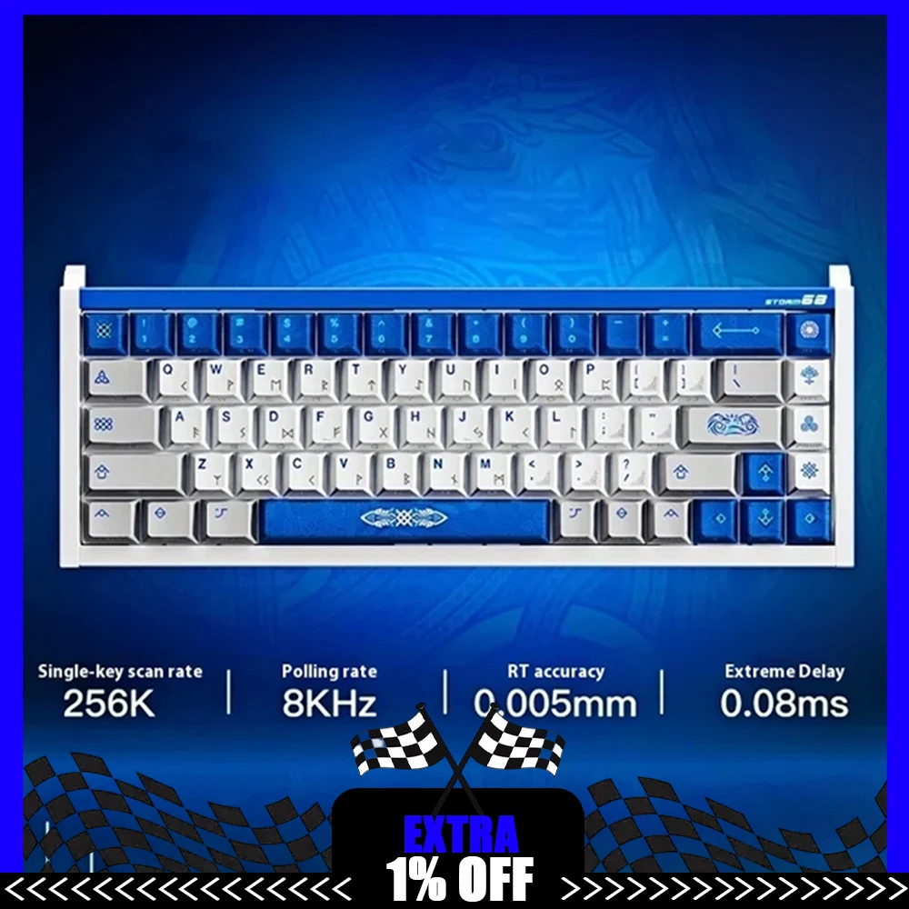 

NZO STORM68 Клавиатура с магнитным переключателем из анодированного алюминия, 220 меш, проводная, RT0,005 мм, 8 кГц, частота запуска, игровая клавиатура с задержкой 0,08 мс