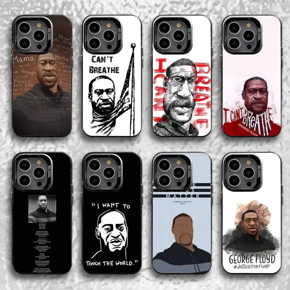 

G-George F-Floyd I Cant Breathe Phone Case For iPhone 16,15,14,13,12,11,Pro,Max,Plus,Mini,SE Black Candy Matte Shockproof Cover