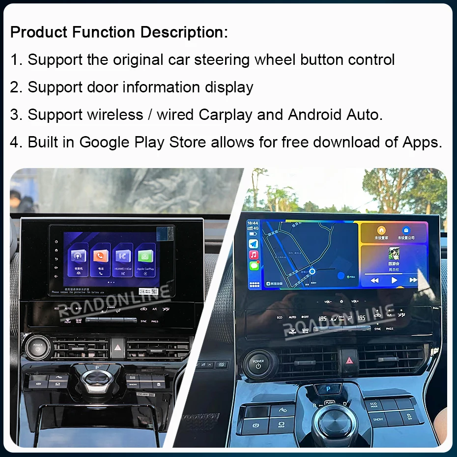 12.3 Inch For Toyota BZ4X 2022-2024 GPS Car Multimedia Player Stereo Radio Touch Screen 1920*720 Wireless CarPlay Android Auto