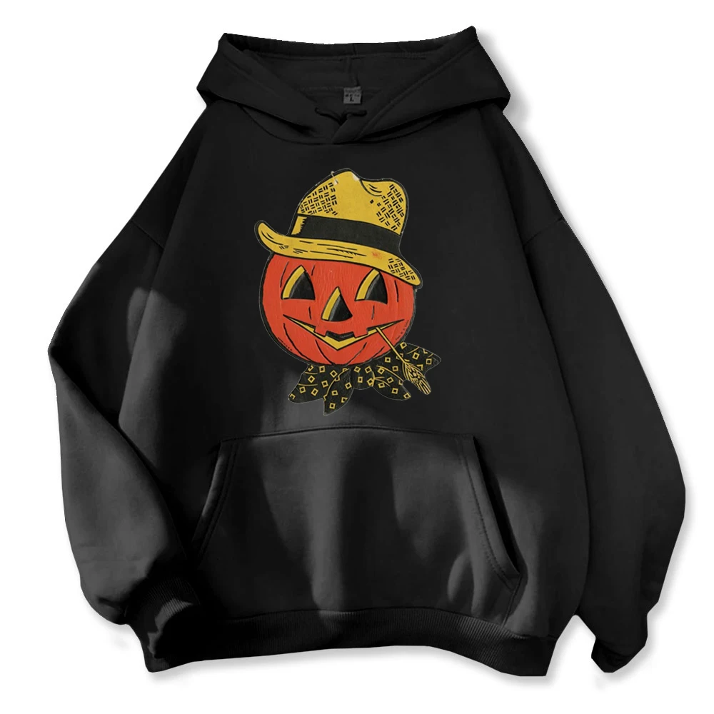 Unique Pumpkin Costume Hoodie -  Sweatshirt Highlighting Adorable Pumpkin with Hat & Scarf Hoodies Unisex Autumn Streetwear Tops