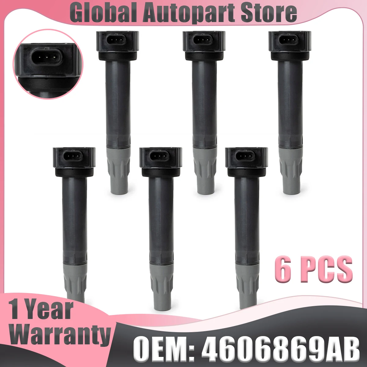 

6x Ignition Coils 4606869AB 4606869AA UF502 C1522 For Chrysler 300C LX For Dodge 2006-2010 4.0L 2.7L 3.5L For VW Routan V6 4.0L