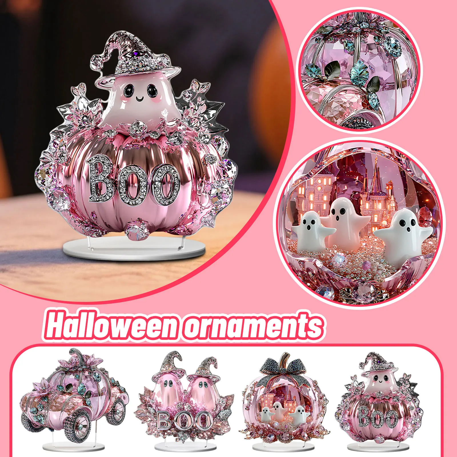 زينة حفلات الهالوين مخيف أكريليك كريستال شبح 2D تمثال مسطح زخرفة الجدول محور للديكور المنزل