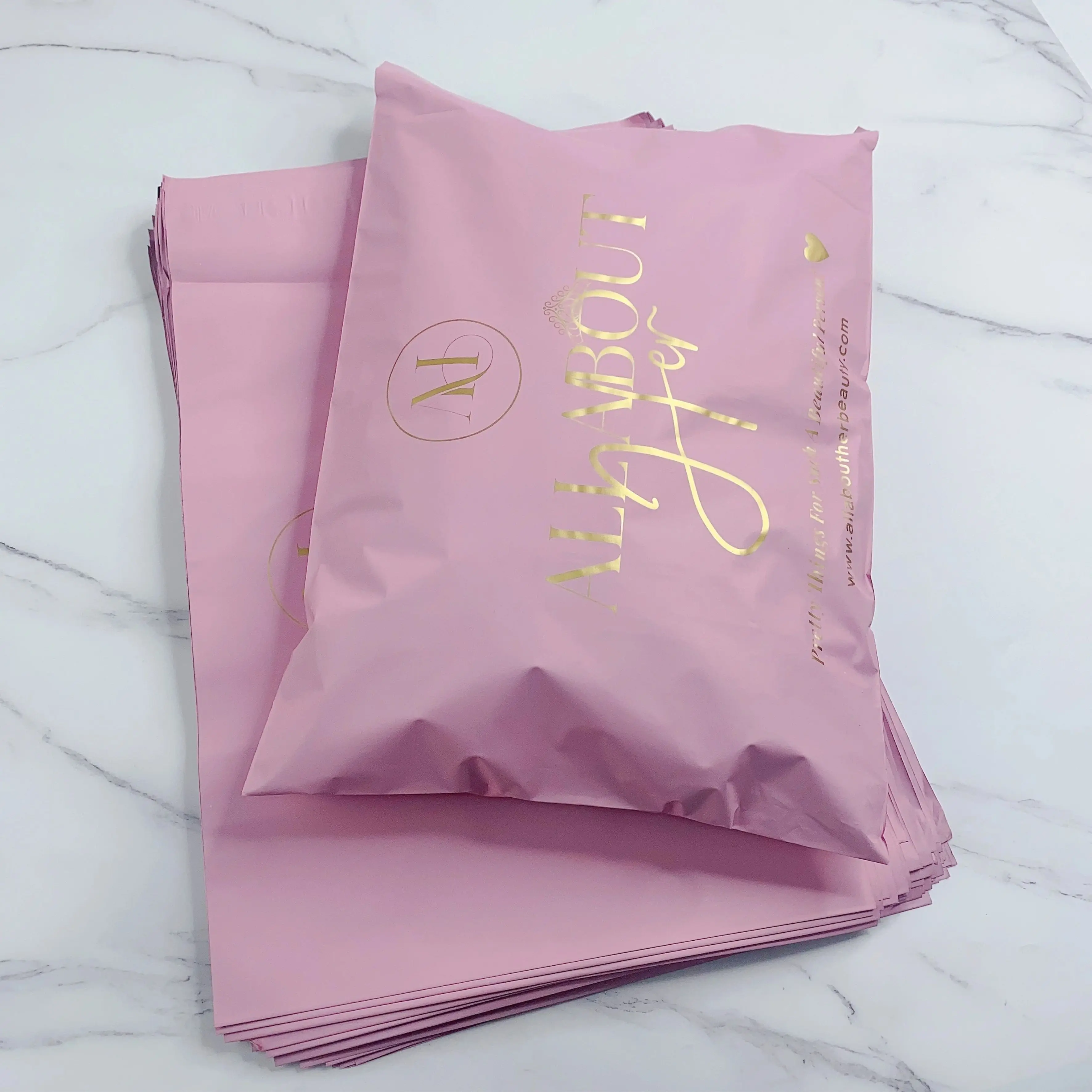 biodegradable matte pink custom shipping bags poly mailer bags courier bags with logo for clothing