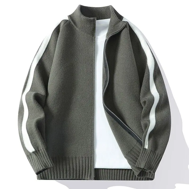 

Sweater Men's Zipper Cardigan 2025 Autumn New Knitted Sweater Jacket Stand Up Collar Casual Lazy Style Sweater Autumn Outfit