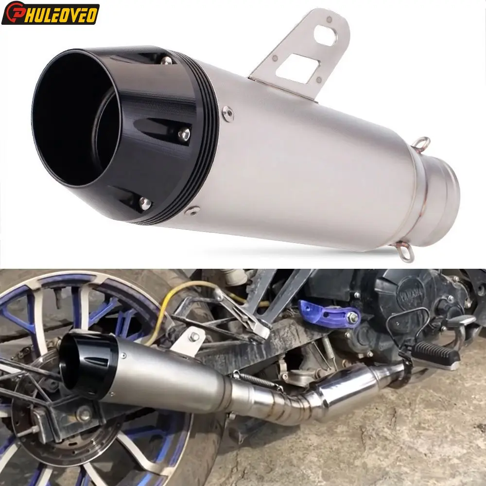 

Inlet 51mm Universal Motorcycle Exhaust Escape Moto Muffler Pipe for NINJA400 R3 R25 R6 MT07 MT09 Tmax XMAX NMAX Z900 S1000RR