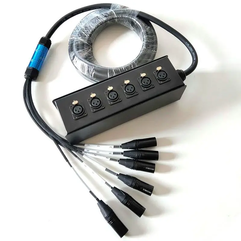 ABCCABLS 6-channel DMX Cannon PVC Snake Audio Cable, Stage Junction Box, Male and Female Connectors, Mixer, Microphone