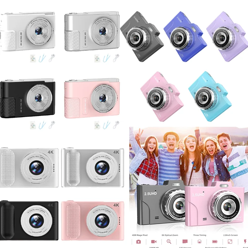 Digital Camera for Photography and Video, 48MP Vloggings Camera Support 32GB Storage Card 8X Zoom Digital Camera