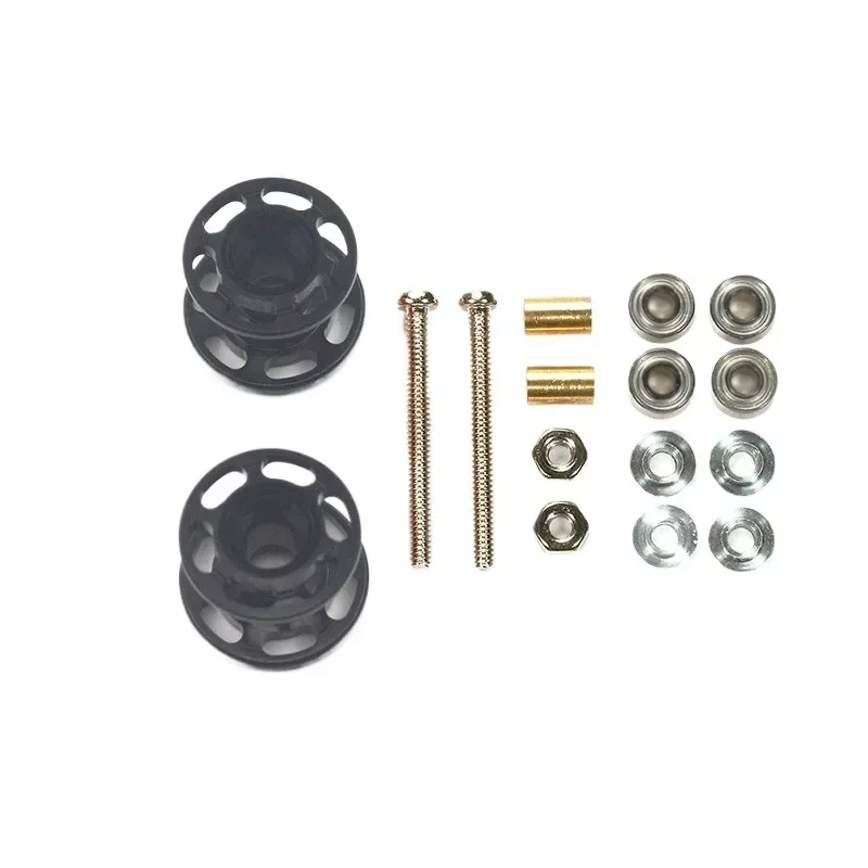 13-12 mm gekleurde dubbele geleidingsrollen voor Tamiya Mini 4WD auto-2 stuks lichtgewicht aluminium reserveonderdelen met lagers, moeren en schroeven