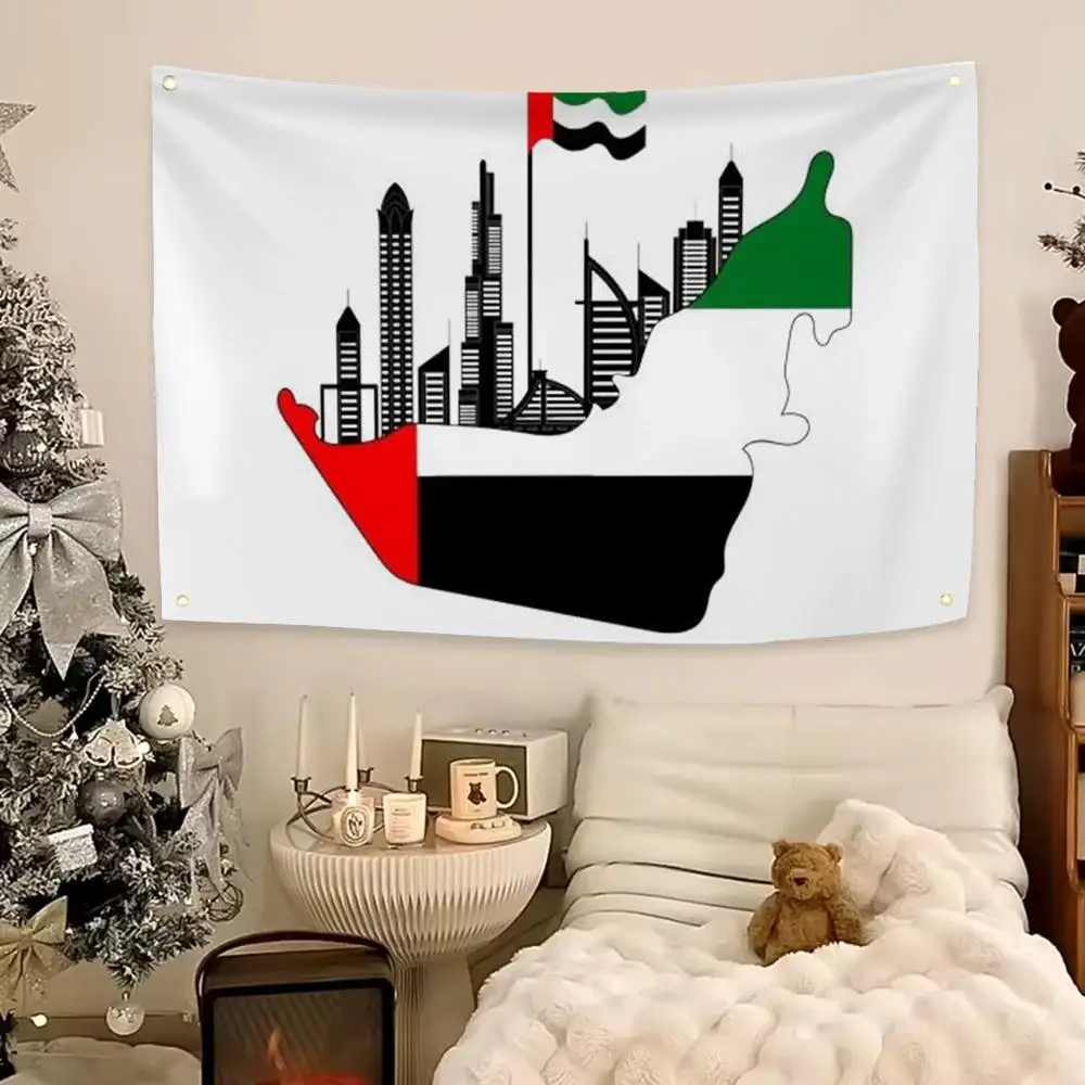 Luxury Country United Arab Emirates Flags Aesthetic Wall Hanging Flag Banner Bedroom Living Room Home Decor Large HD