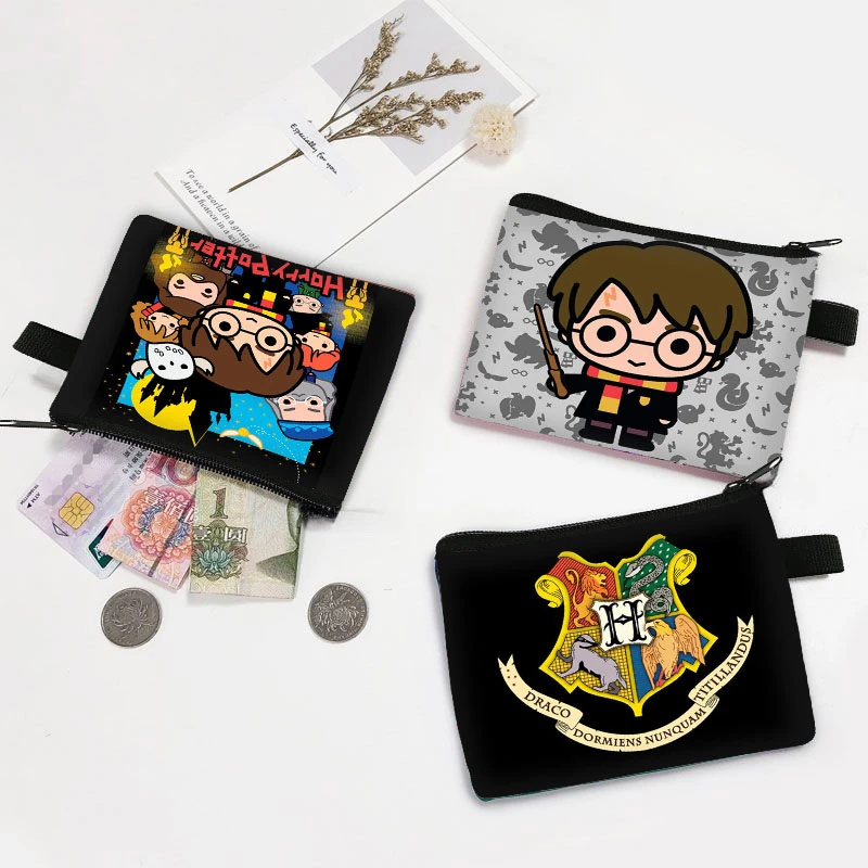 Kawaii Anime Figures Coin Purse Harried Fashion Card Holder Storage Bags Potters Wallet Cartoon Money Clip for Children's Gift