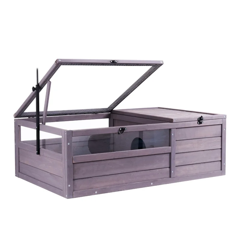 

Tortoise House Wooden Shelter 2 Room 38x24x13in Indoor Outdoor