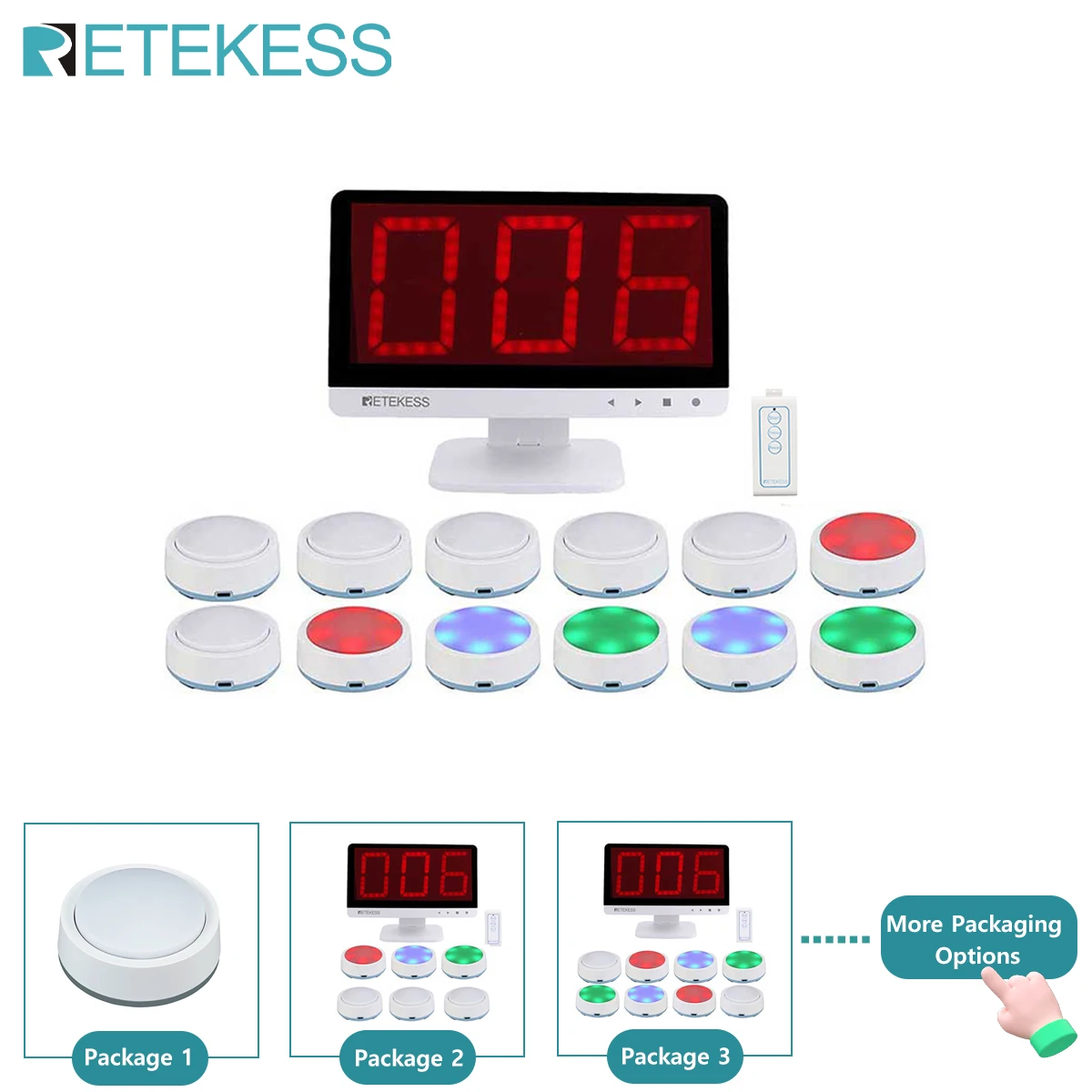 

Retekess TM101 Игра-викторина с ответами Система звукового сигнала 3 Режим ответа 4 Состояние цвета для соревнований в классе Игровое шоу Игры для семейных вечеринок