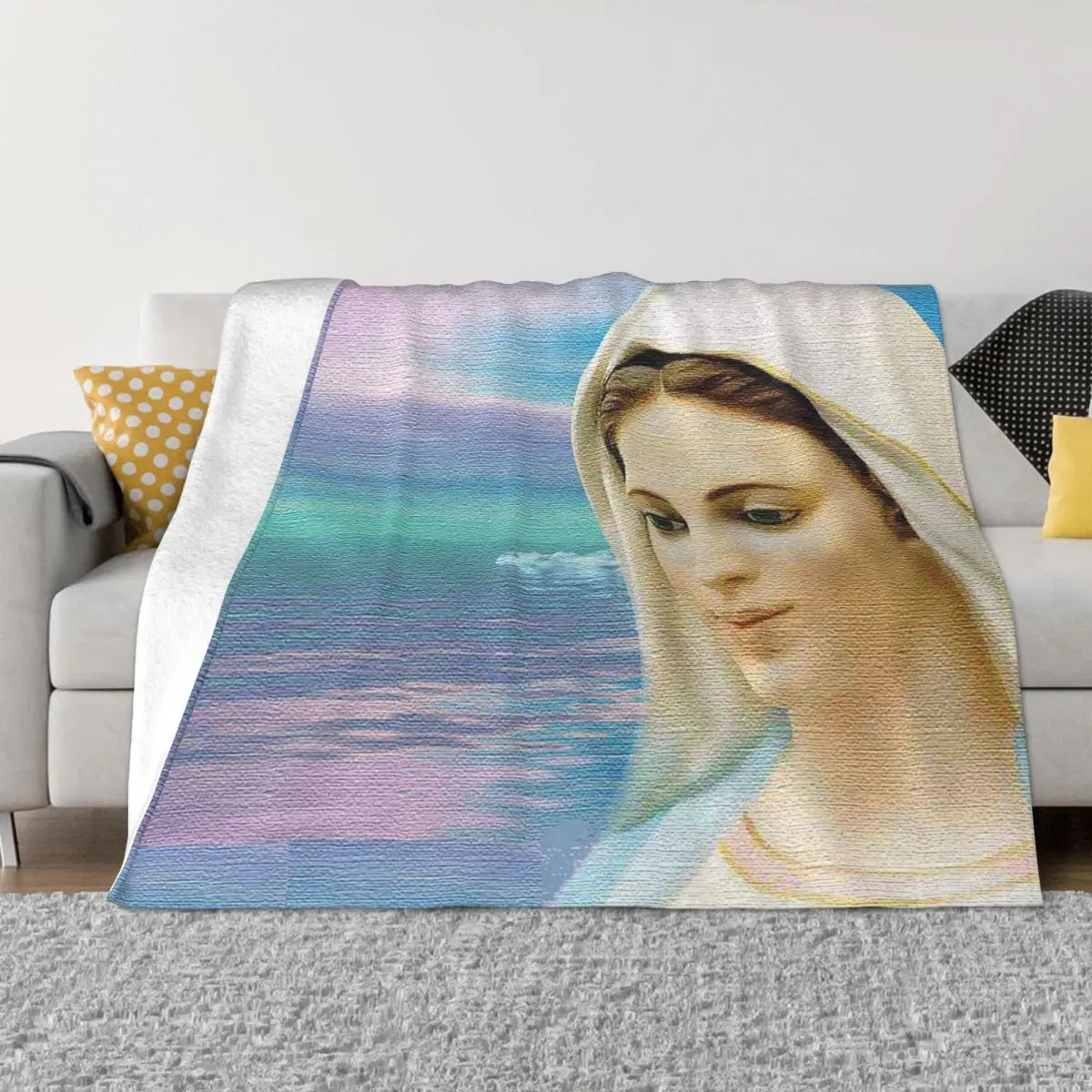 

Jesus Virgin Mary Blanket Velvet Printed Portable Warm Throw Blankets for Home Office Bedding Throws