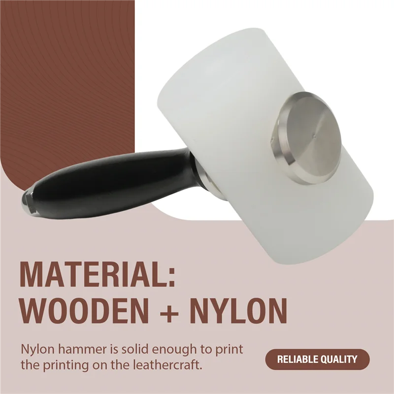 AT63-couro para artesanato em couro escultura martelo náilon mallet madeira lidar com ferramenta de perfuração para impressão percussão diy 3 peças conjunto