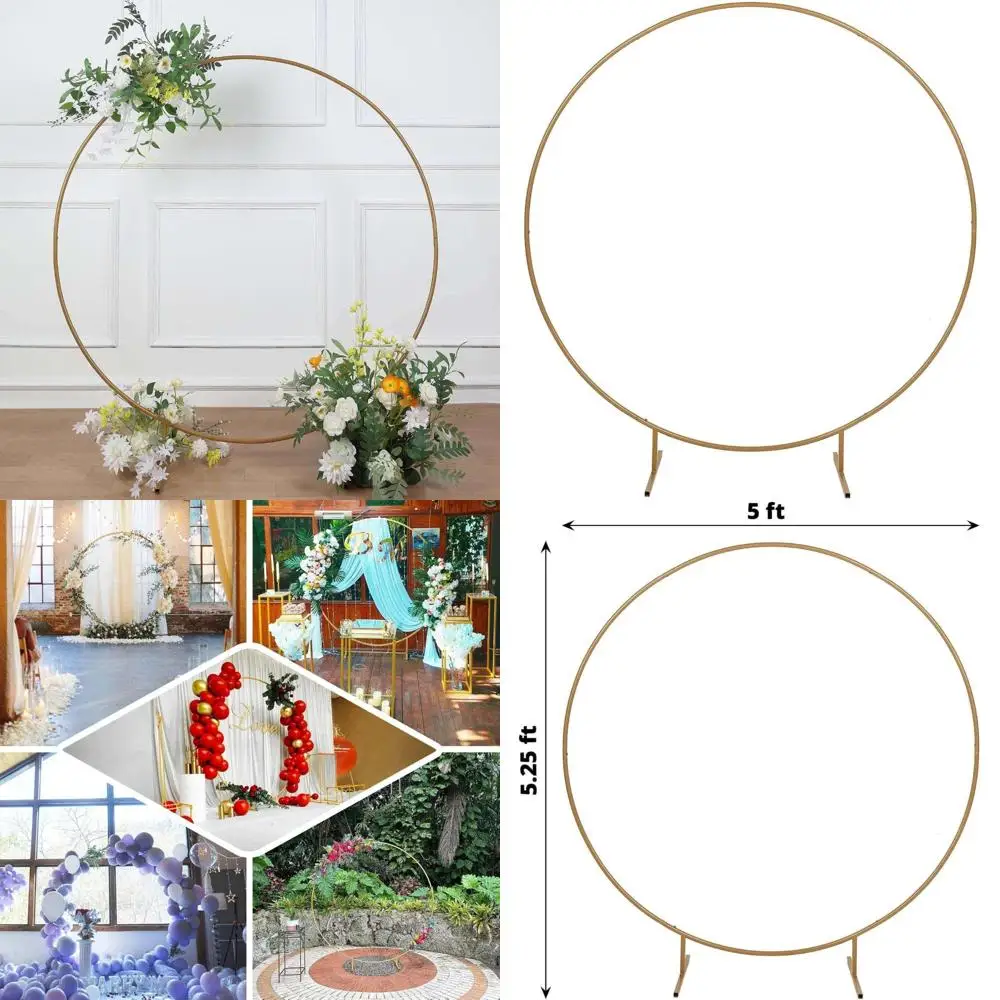 

Золотой металлический круг из воздушных шаров с цветочной рамкой для свадебной арки длиной 5 футов и подставки для фона