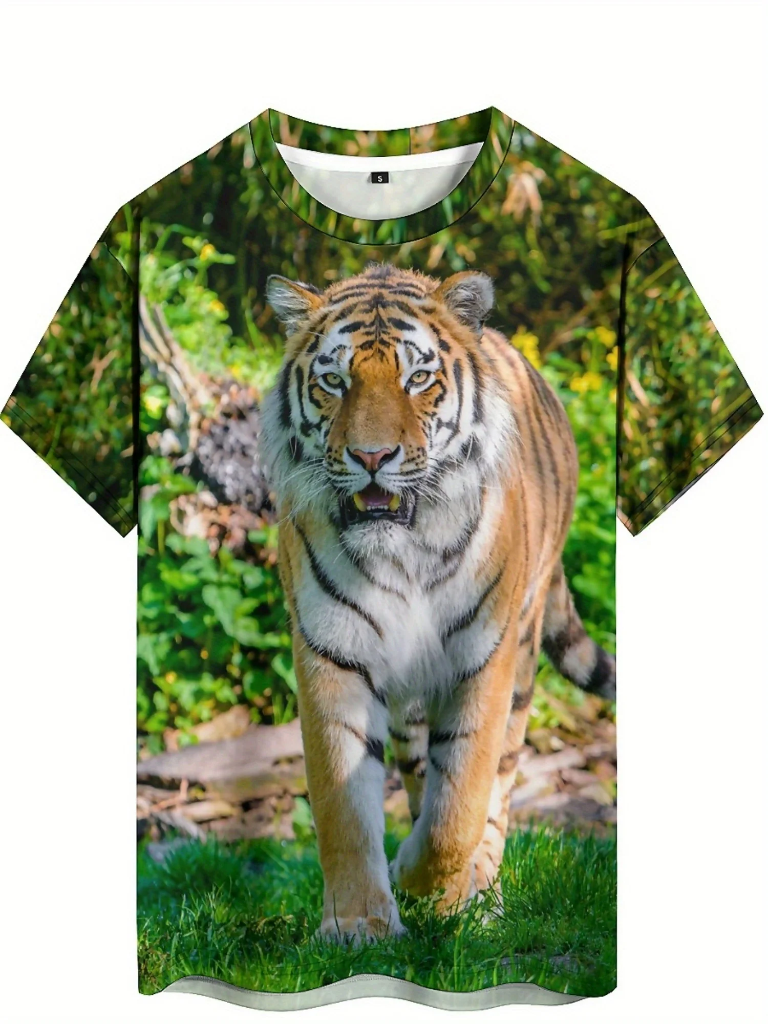 Kaos Gambar Harimau 3D Pria - Poliester Lembut, Nyaman & Bernapas, Pakaian Sepanjang Musim, Kaos Lengan Pendek Kasual