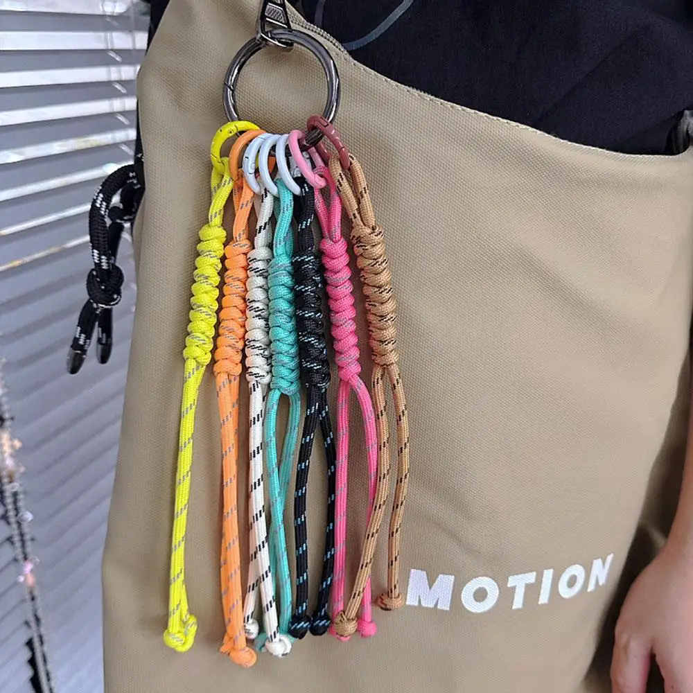 Phone Ornament Bag Hanging Hand Woven Rope Small Keychain Colorful Bag Pendant Nylon Rope Simple Tassel Decor Useful Pouch Charm