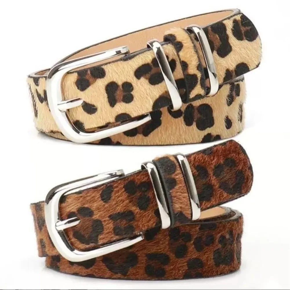 

Elegant Leopard Print Belt Y2K Metal Buckle PU Leather Waist Belt Steampunk Jeans Decor Waistband Female/Girls