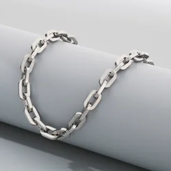 7mm Thick Flat Cuban Link Chain Stainless Steel Necklace Bracelet Jewelry Set Waterproof Never Fade for Pet Men Women Hiphop