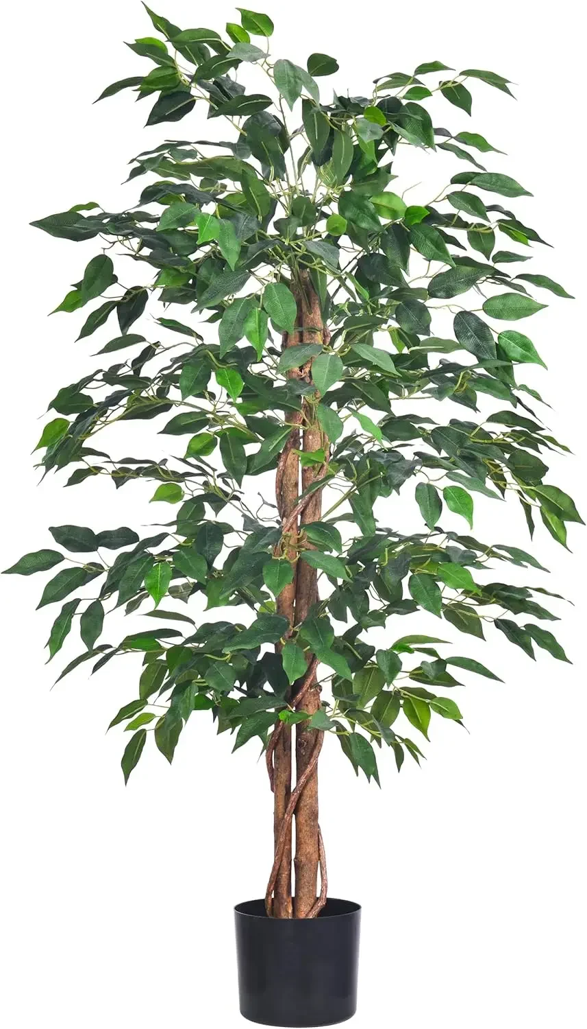 Artificial Ficus Tree 4Ft Faux Silk Plants With Sturdy Plastic Nursery Pot,Fake Ficus Trees For Home Office Farmhouse Indoor