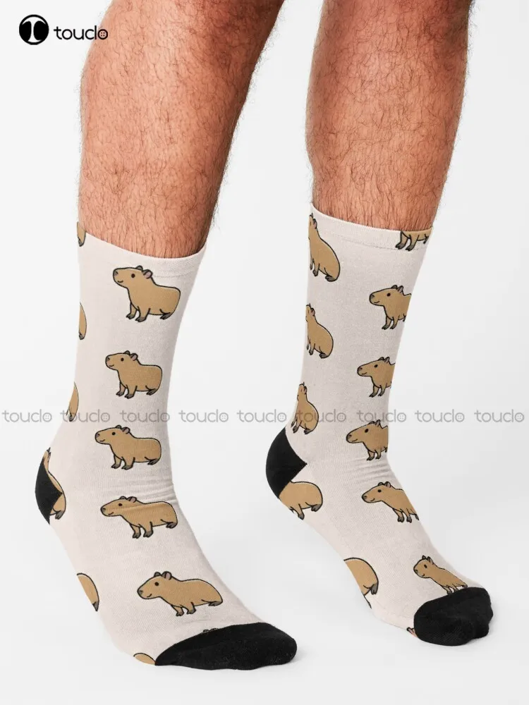 Capybara Capybara Capybaras South America Socks Soccer Socks Girls Cute Pattern Funny Autumn Best Cartoon 360° Digital Print Art