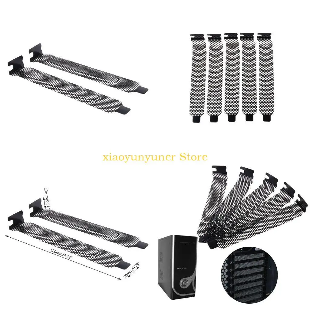 

P9JB 120x20x13mm Hard Steel Black Mesh PCI Chassis Slot Covers Bracket Cooling Fan Dust Filter For PC Computer