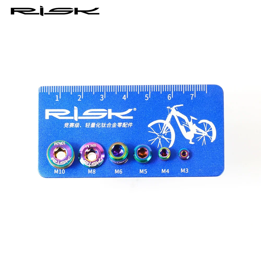 RISK mini Bike Screw Measuring Ruler Portable Bicycle Tools Titanium Screw Measure tool Metric MTB Road Bike Screw Length Meter