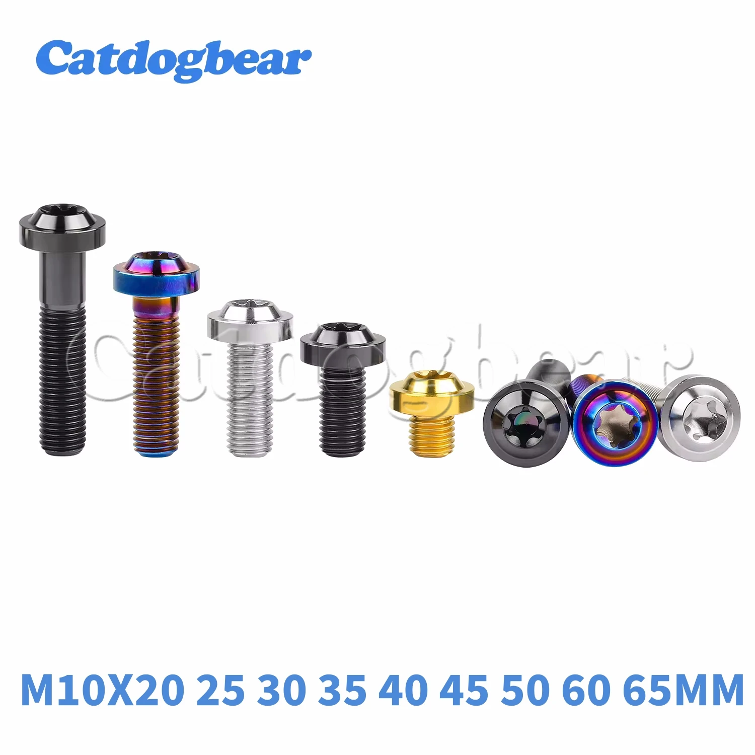 

Catdogbear Titanium Bolt M10x20 25 30 35 40 45 50 60 65mm Pitch 1.25/1.5mm T45 Torx Head for Motorcycle Car