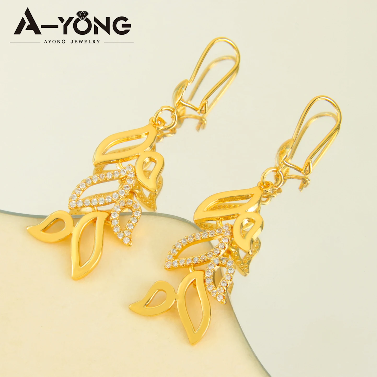 Arabische Mode Quasten-Hohl-Schmuck 21k Vergoldete Dubai Braut-Hochzeits-Halskette Armband Ohrringe Habesha Gold-Schmuck – Detail 6