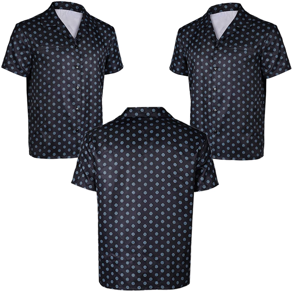 Dalton ชุดผู้ชายเสื้อเชิ้ตคอสเพลย์เครื่องแต่งกายสวมบทบาท2024ชุดแต่งกายวันฮาโลวีนสำหรับผู้ชายเสื้อลายพิมพ์สีดำ